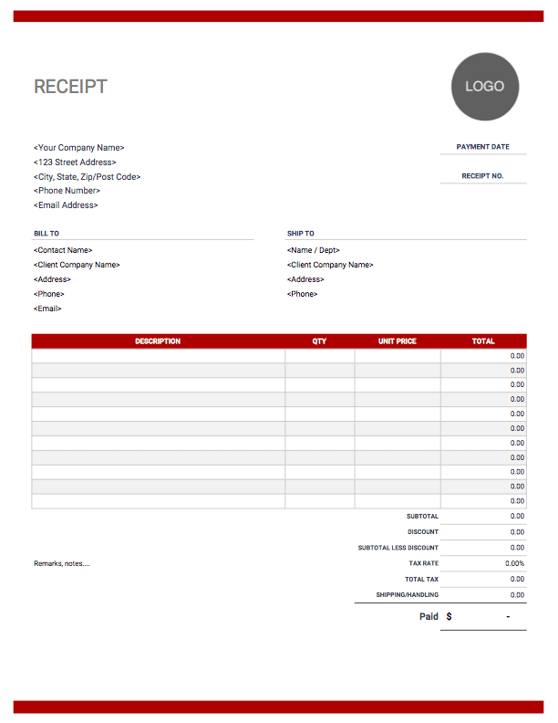 Is a receipt format for payment a good indication of sales?