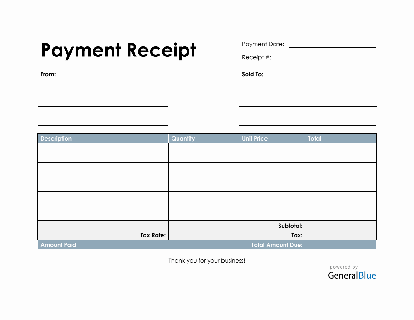 This post contains an example of a receipt for payment. 